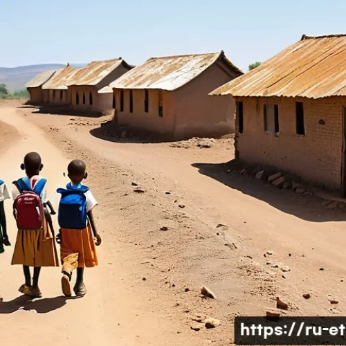 Home 31 에티오피아의 어린이 교육 문제 - A rural Ethiopian village school scene showing a group of children walking several kilometers on a d...
