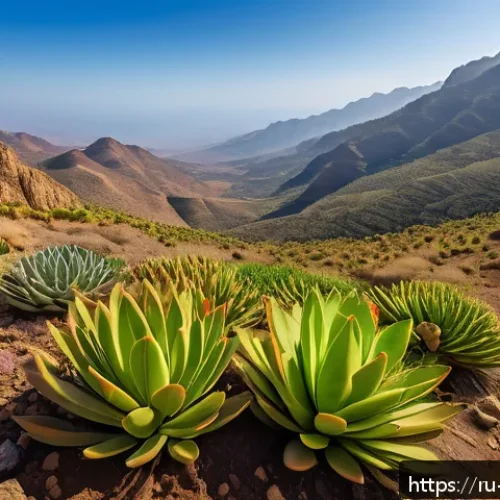 Home 17 에티오피아 고원 지역의 동식물 - A vivid and detailed landscape of the Ethiopian Highlands featuring endemic plant species such as th...