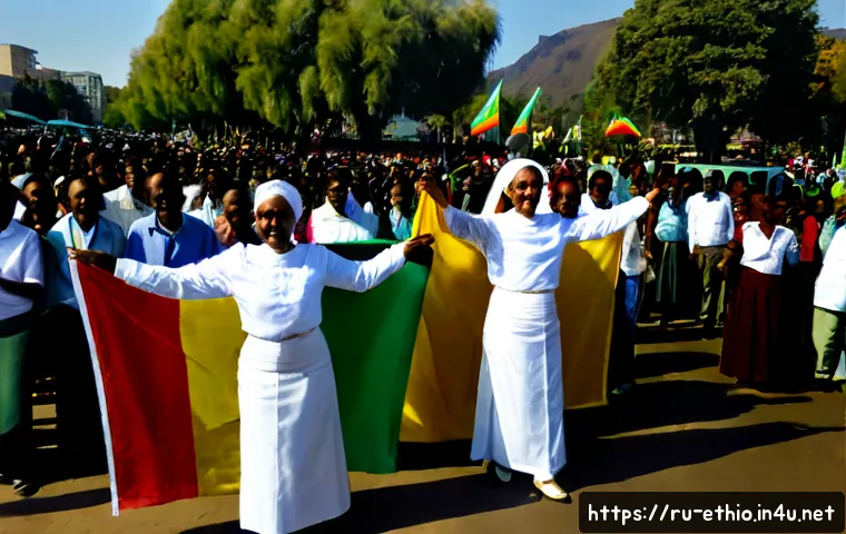 Home 17 에티오피아의 독립기념일 행사 - Photorealistic wide-angle view of Ethiopia Independence Day celebration in Addis Ababa, Ethiopian fa...